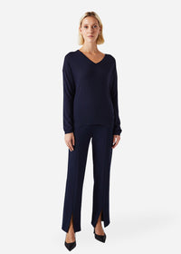 Pantalon droitaves fentes - Marine