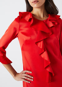 Robe courte volantée - Orange Vif