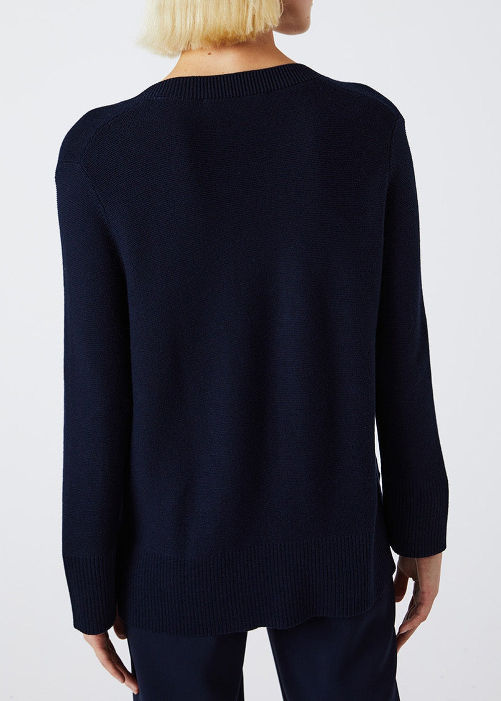 Pull à décolleté lacet en soie - Marine