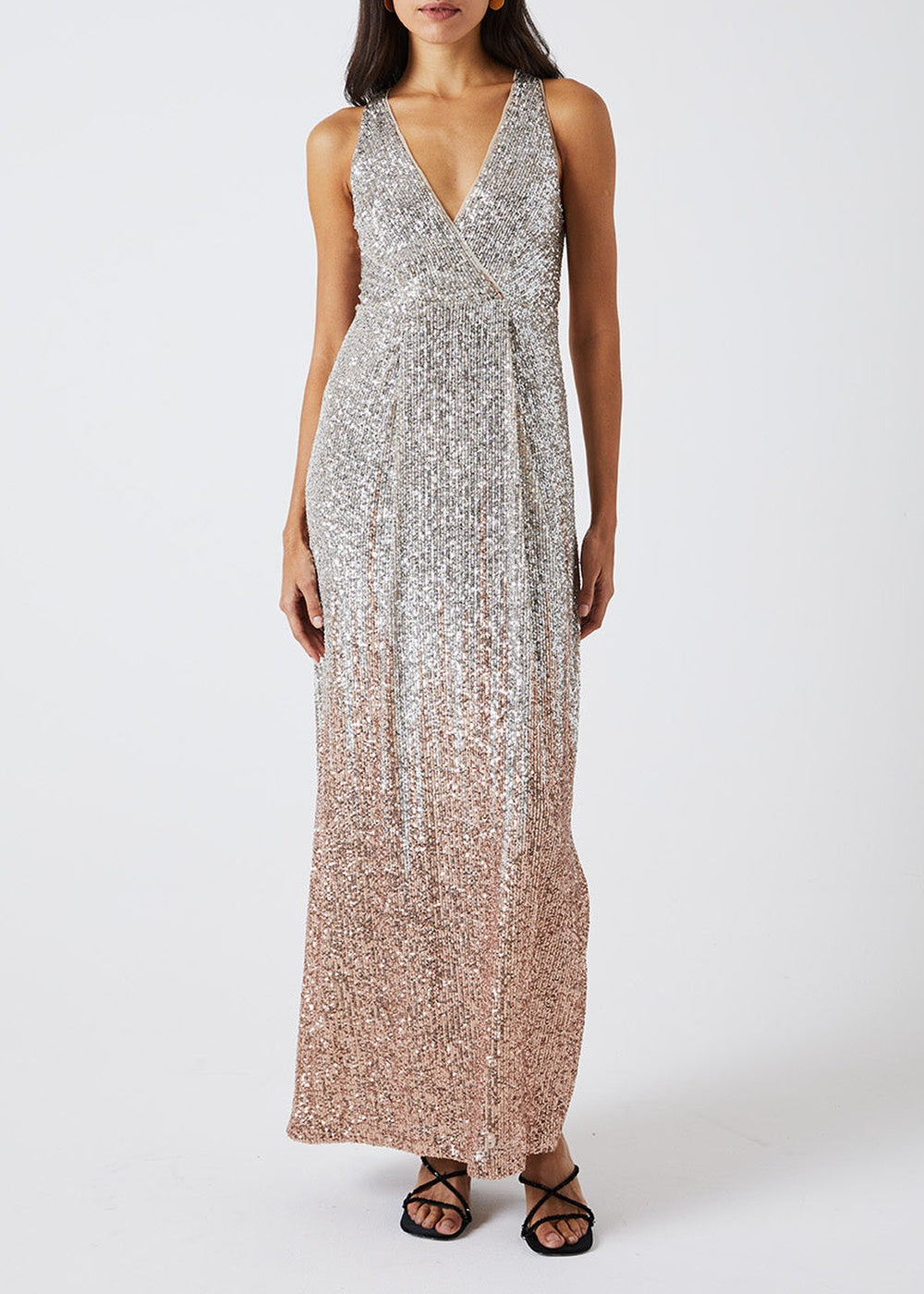 Robe longue à sequins - Rose Pâle