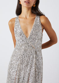 Robe longue à sequins - Rose Pâle