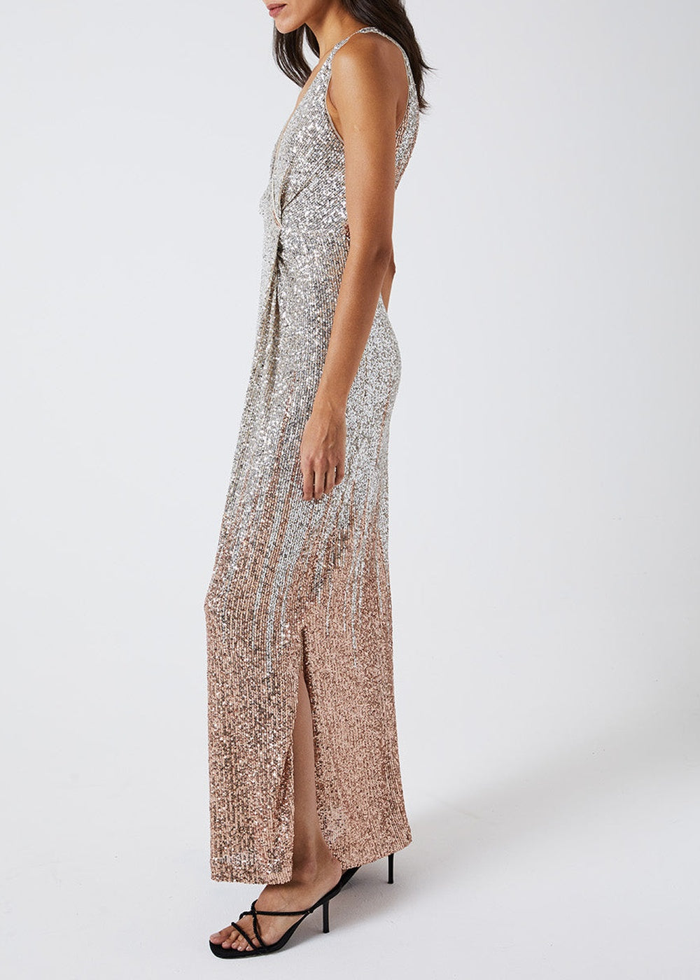 Robe longue à sequins - Rose Pâle