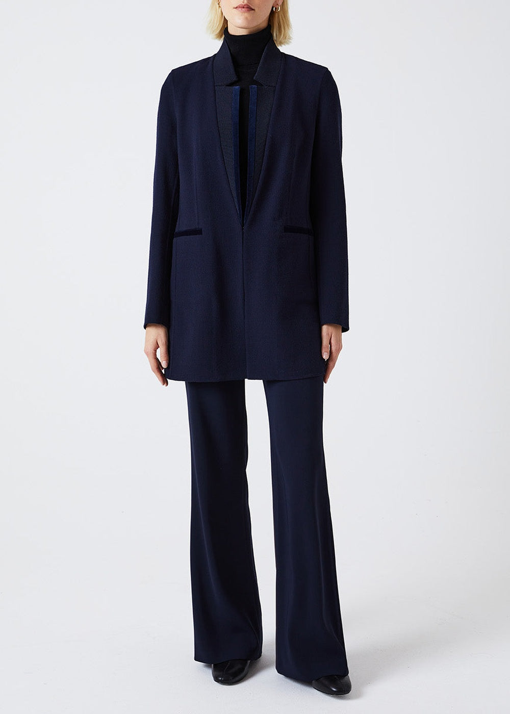 Long fitted wool coat - Navy