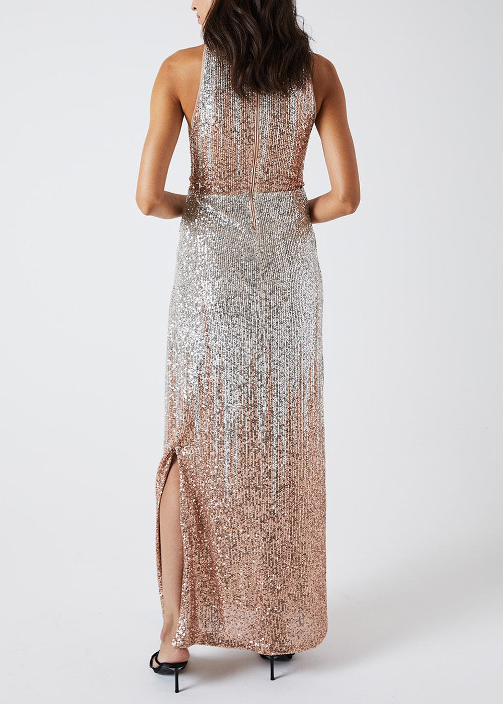 Robe longue à sequins - Rose Pâle
