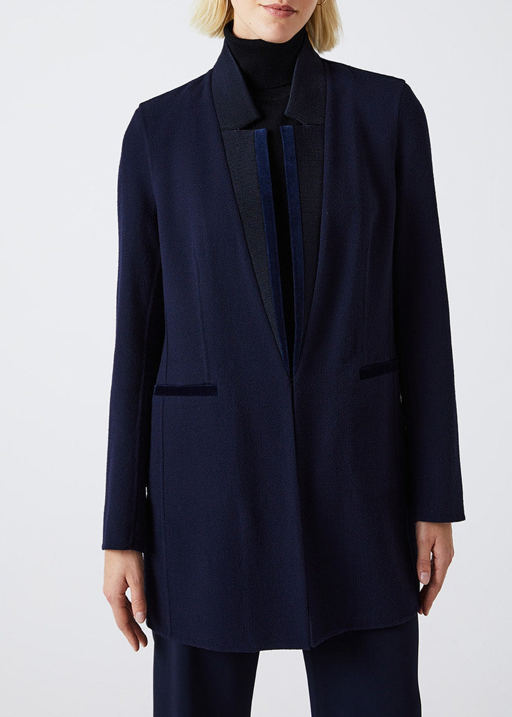 Long fitted wool coat - Navy