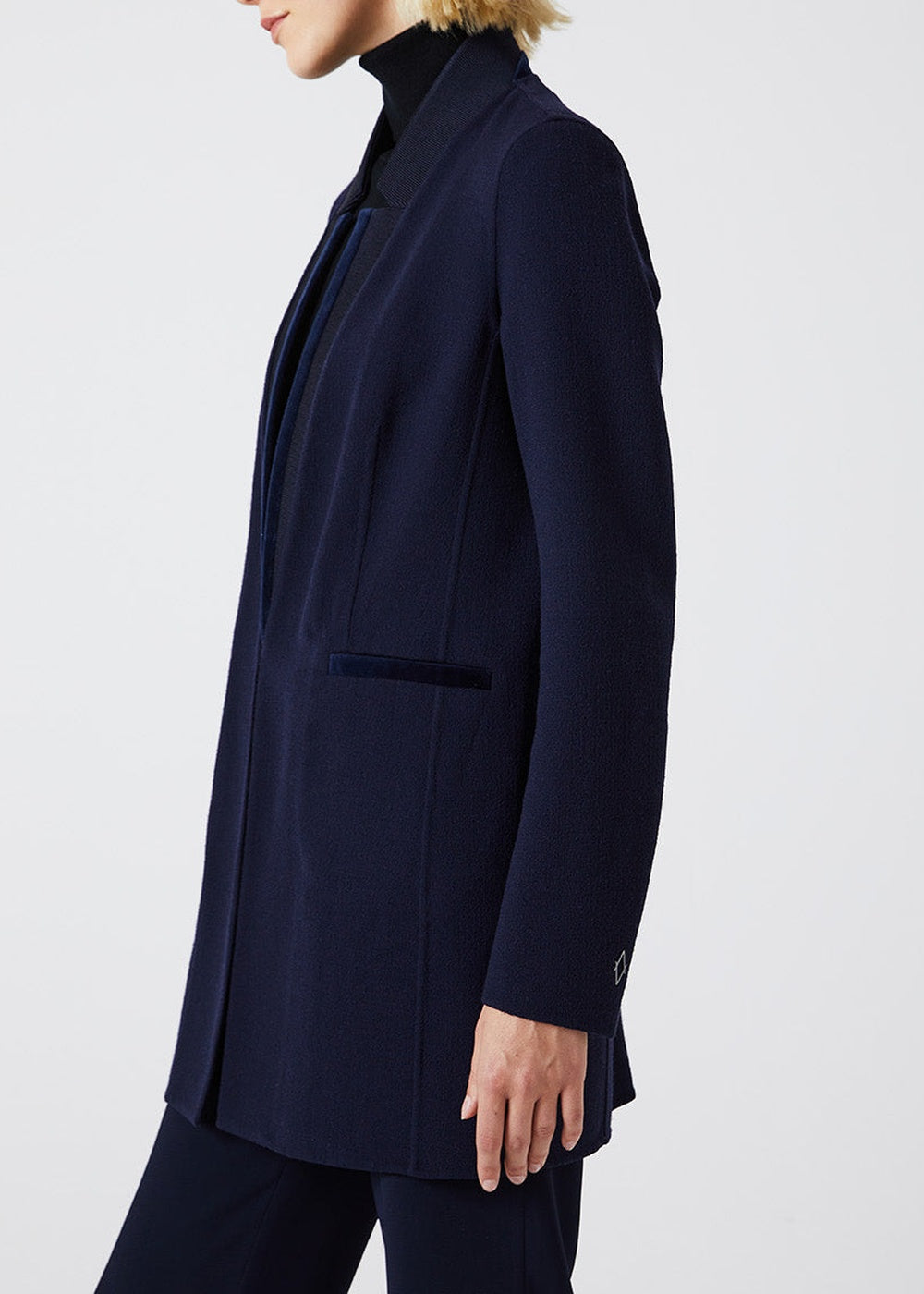 Long fitted wool coat - Navy