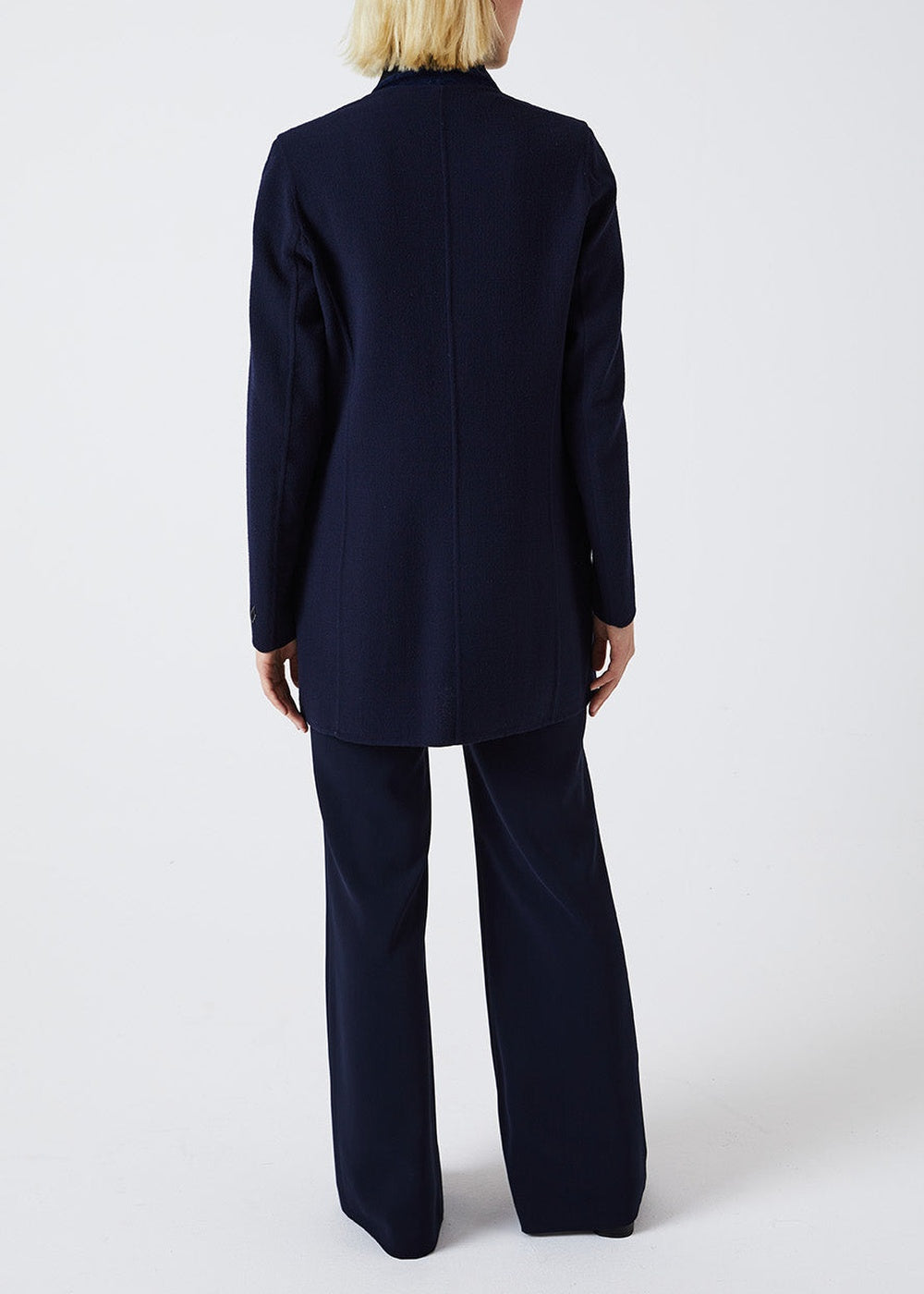 Long fitted wool coat - Navy