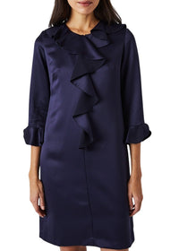 Robe envers satin pl - Marine