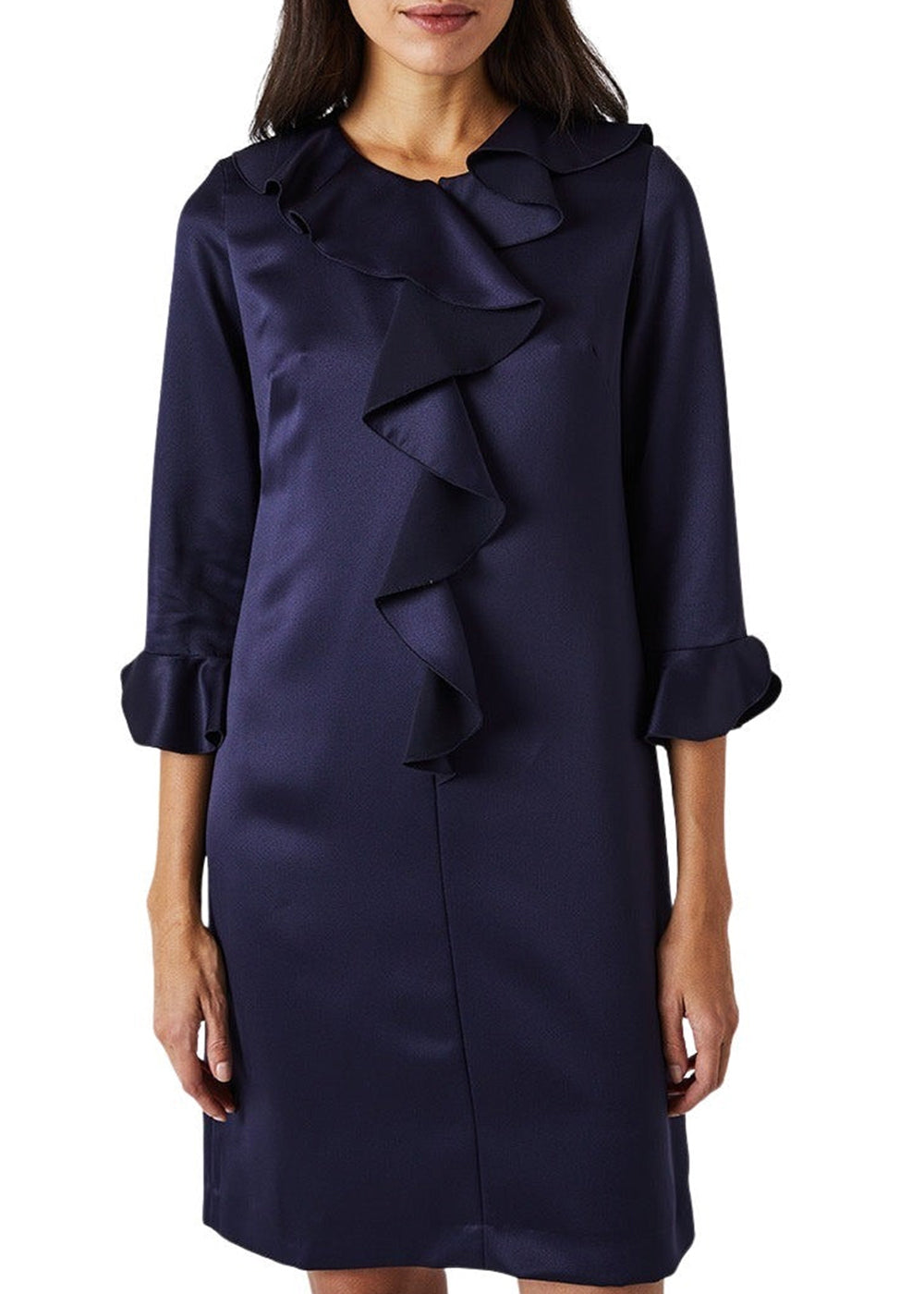 Robe envers satin pl - Marine