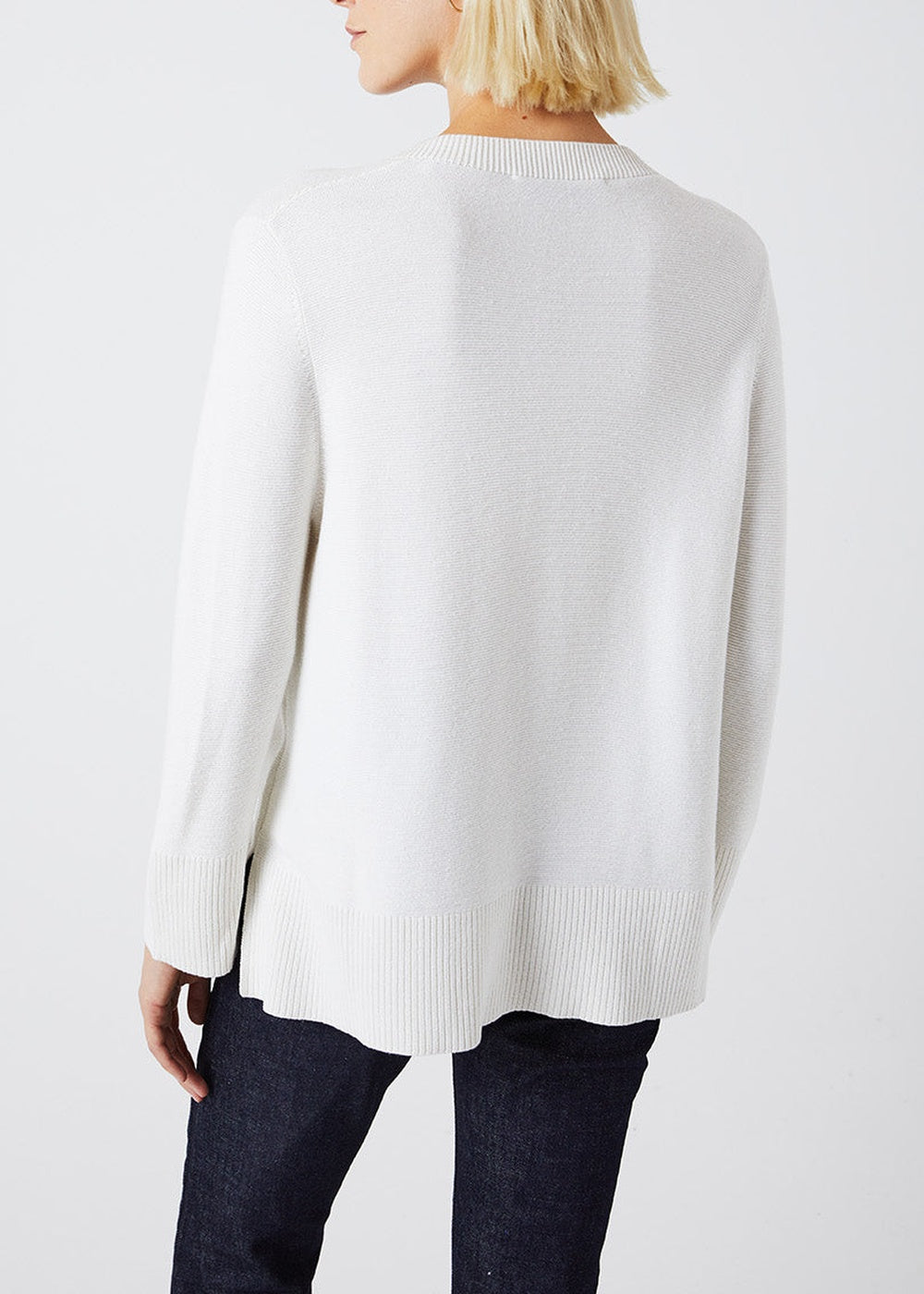 Pull à décolleté lacet en soie - Blanc Cassé