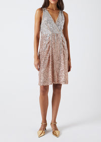 Robe courte à sequins - Rose Pâle