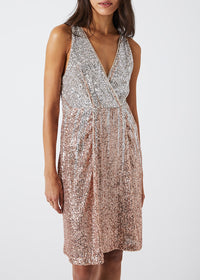 Robe courte à sequins - Rose Pâle