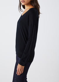 Pull classqieu col V en laine - Noir