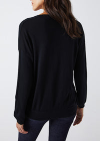 Pull classqieu col V en laine - Noir