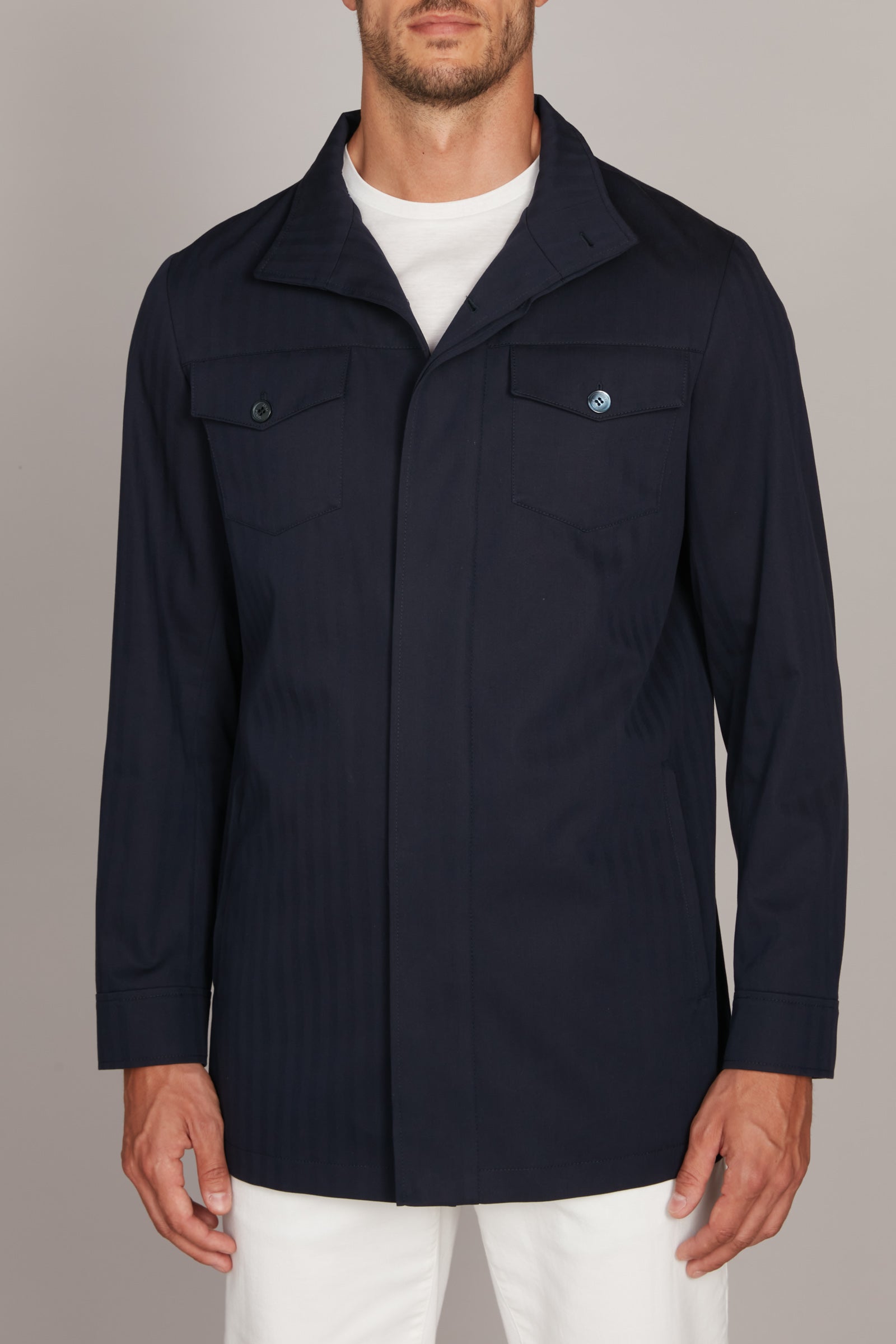 Veste à motif chevrons - Bleu