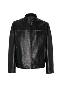 Blouson zippé en cuir - Noir