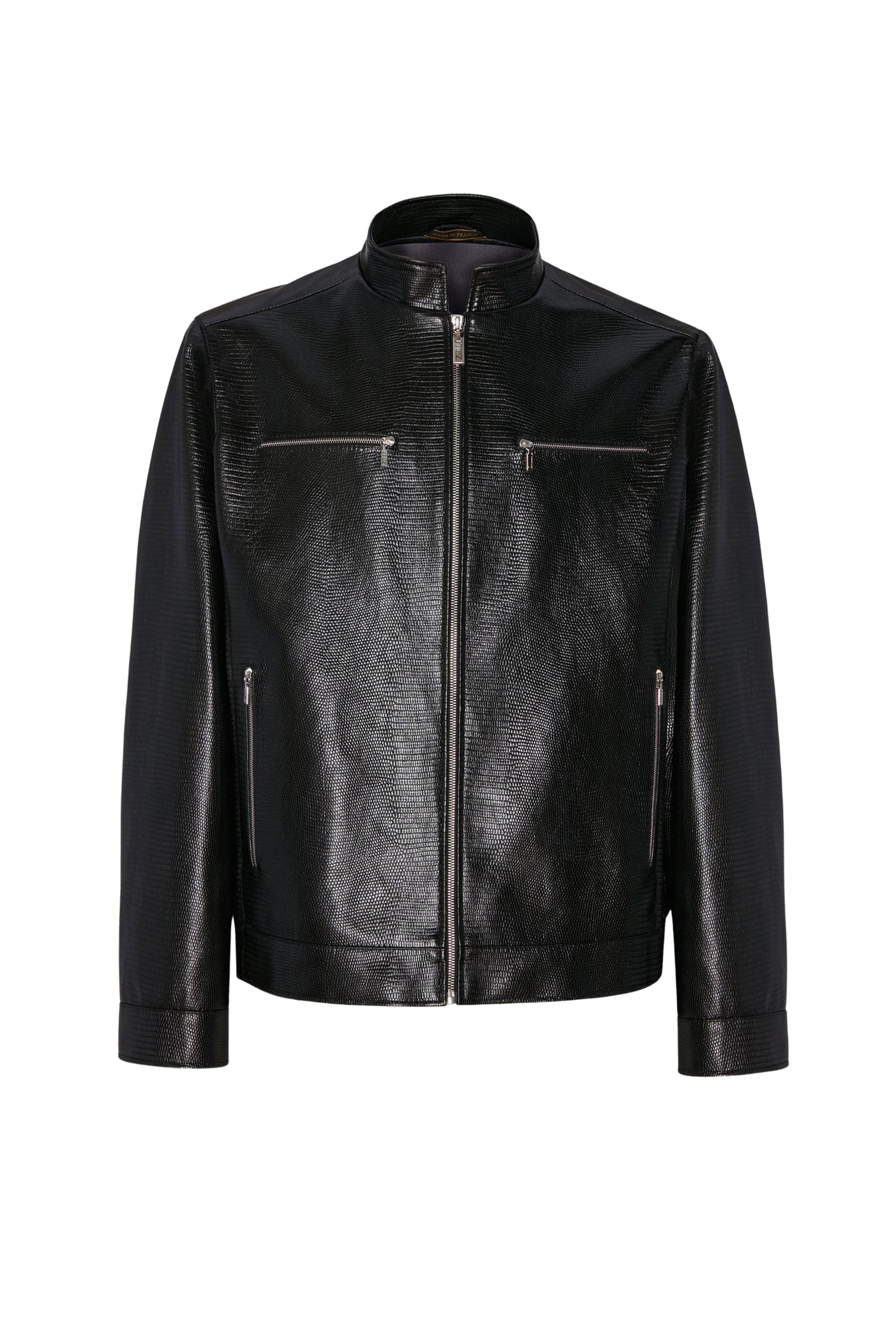Blouson zippé en cuir - Noir