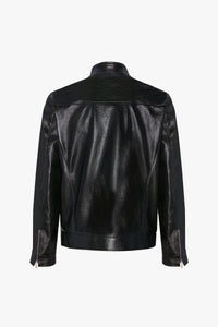 Blouson zippé en cuir - Noir