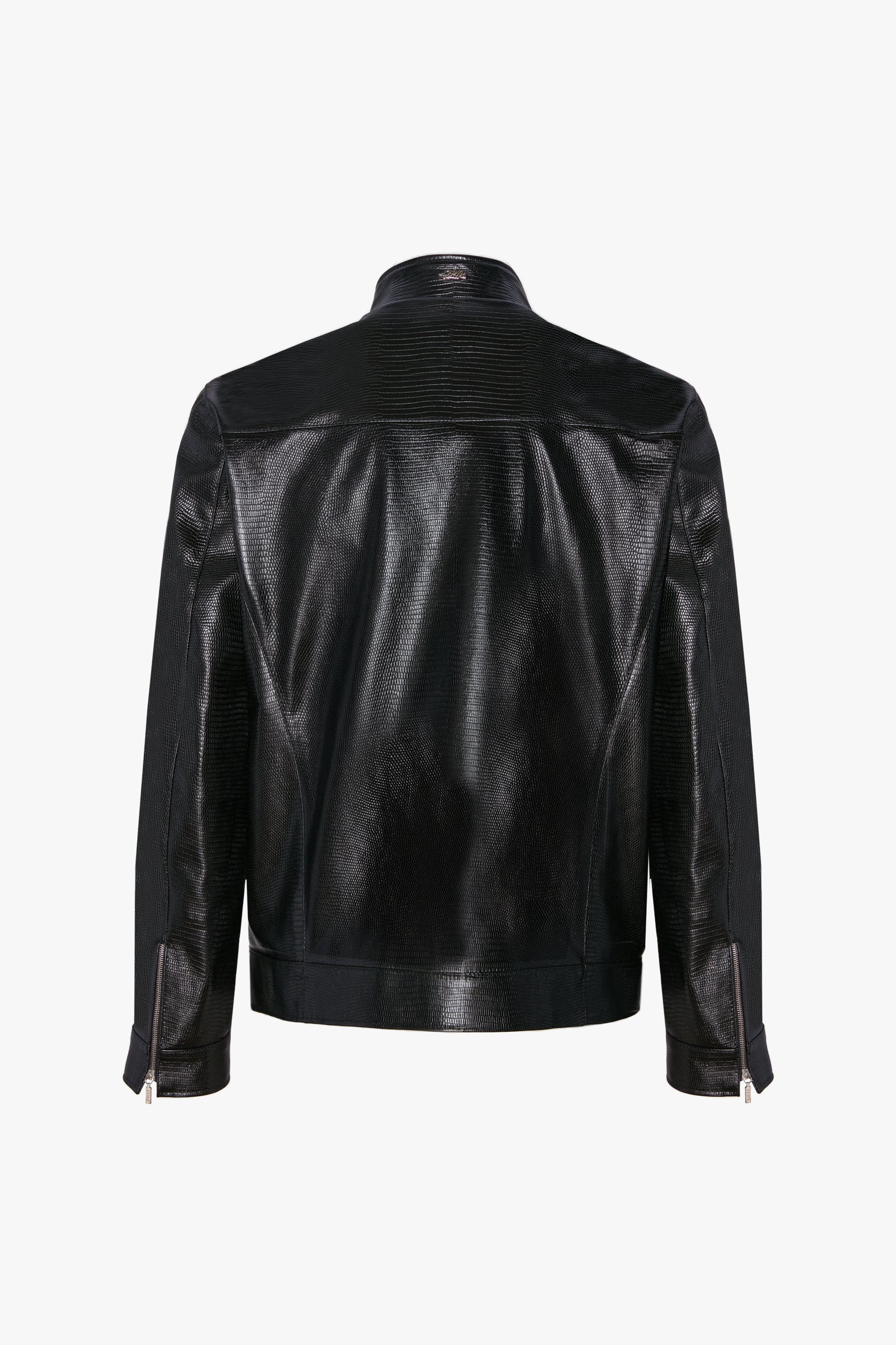 Blouson zippé en cuir - Noir