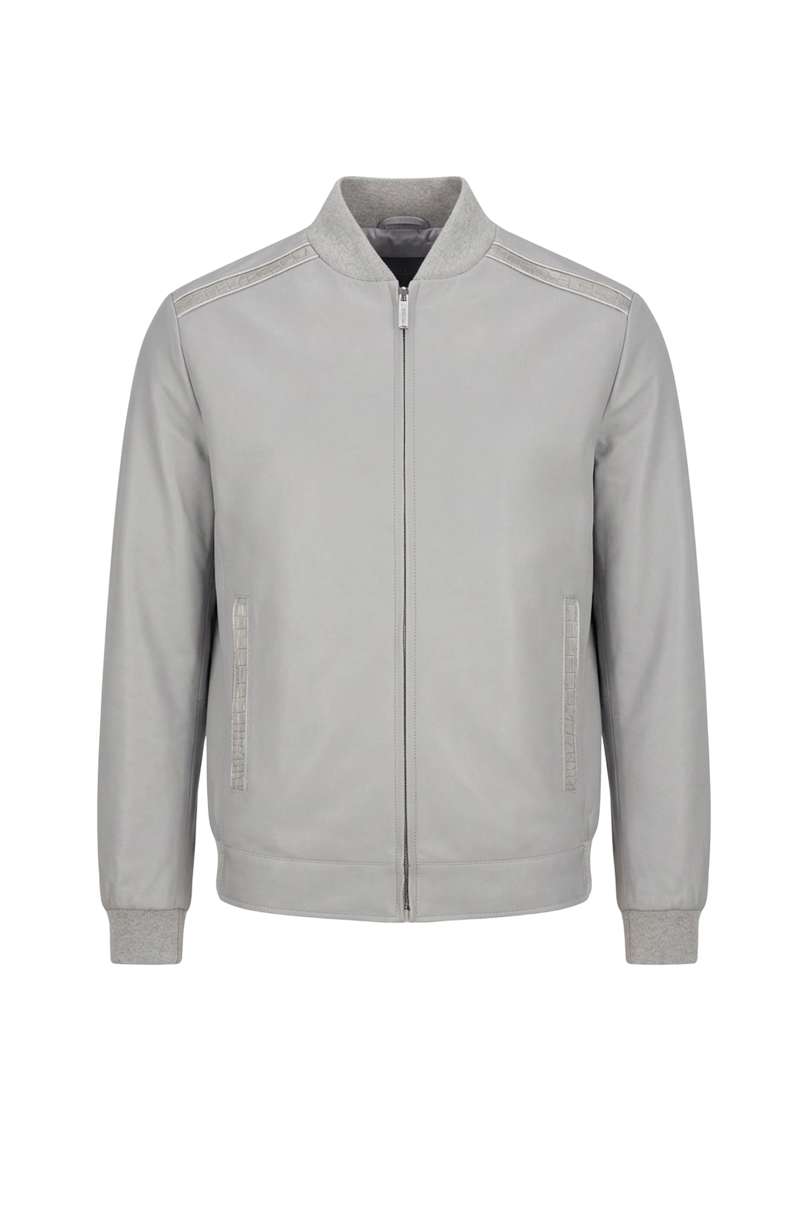 Bomber à empiècements en cuir - Gris