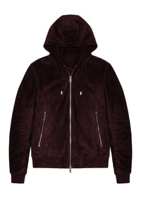 Leather hooded jacket - Bordeaux