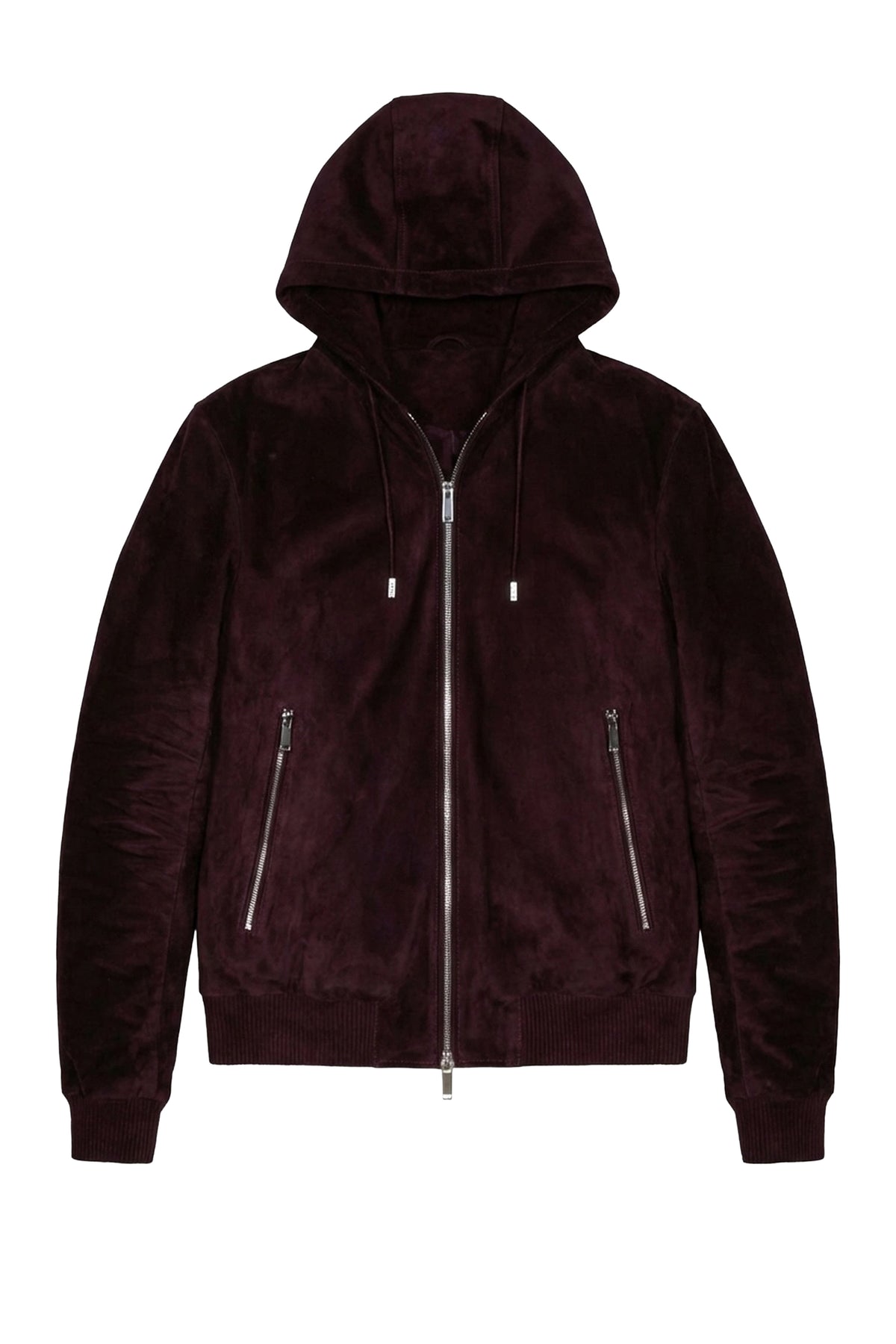 Leather hooded jacket - Bordeaux