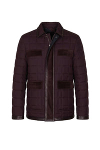 Blouson matelassé empiècements en soie - Bordeaux & Marron
