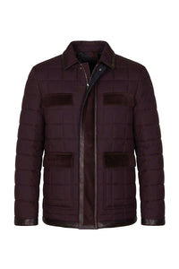 Quilted jacket with silk panels - Bordeaux & Brown