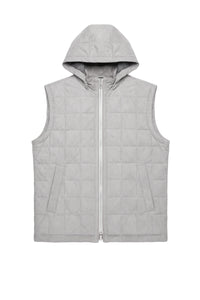 Quilted leather waistcoat with check pattern - Grey