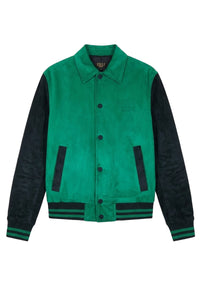 Blouson aviateur en velours - Vert & Bleu