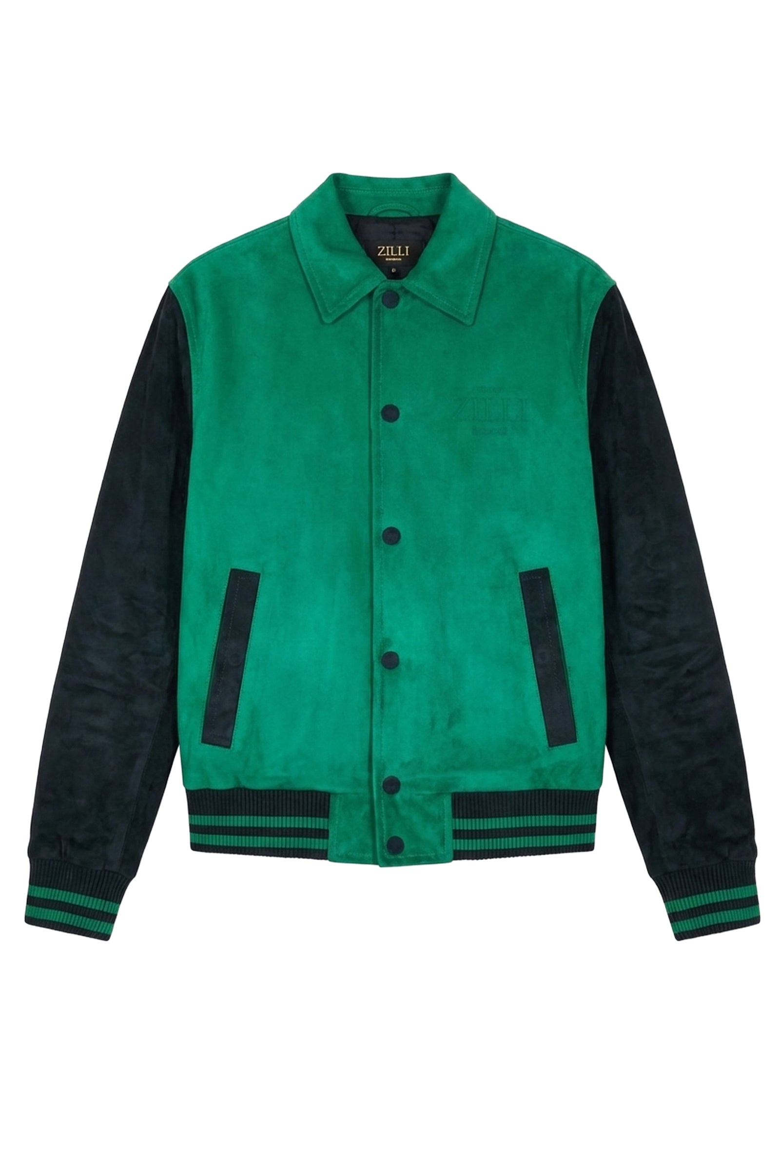 Blouson aviateur en velours - Vert & Bleu