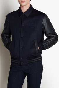 Blouson à manches en laine - Bleu & Noir