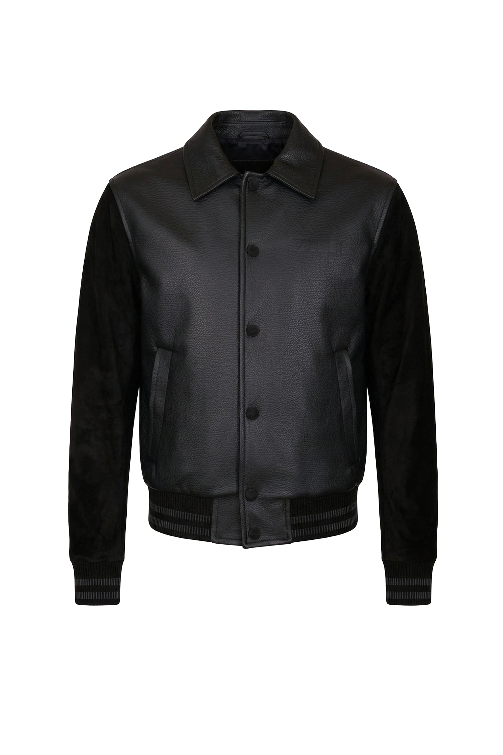Blouson bi-matière en cuir exotique et daim - Noir