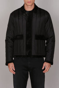 Blouson matelassé en soie - Noir