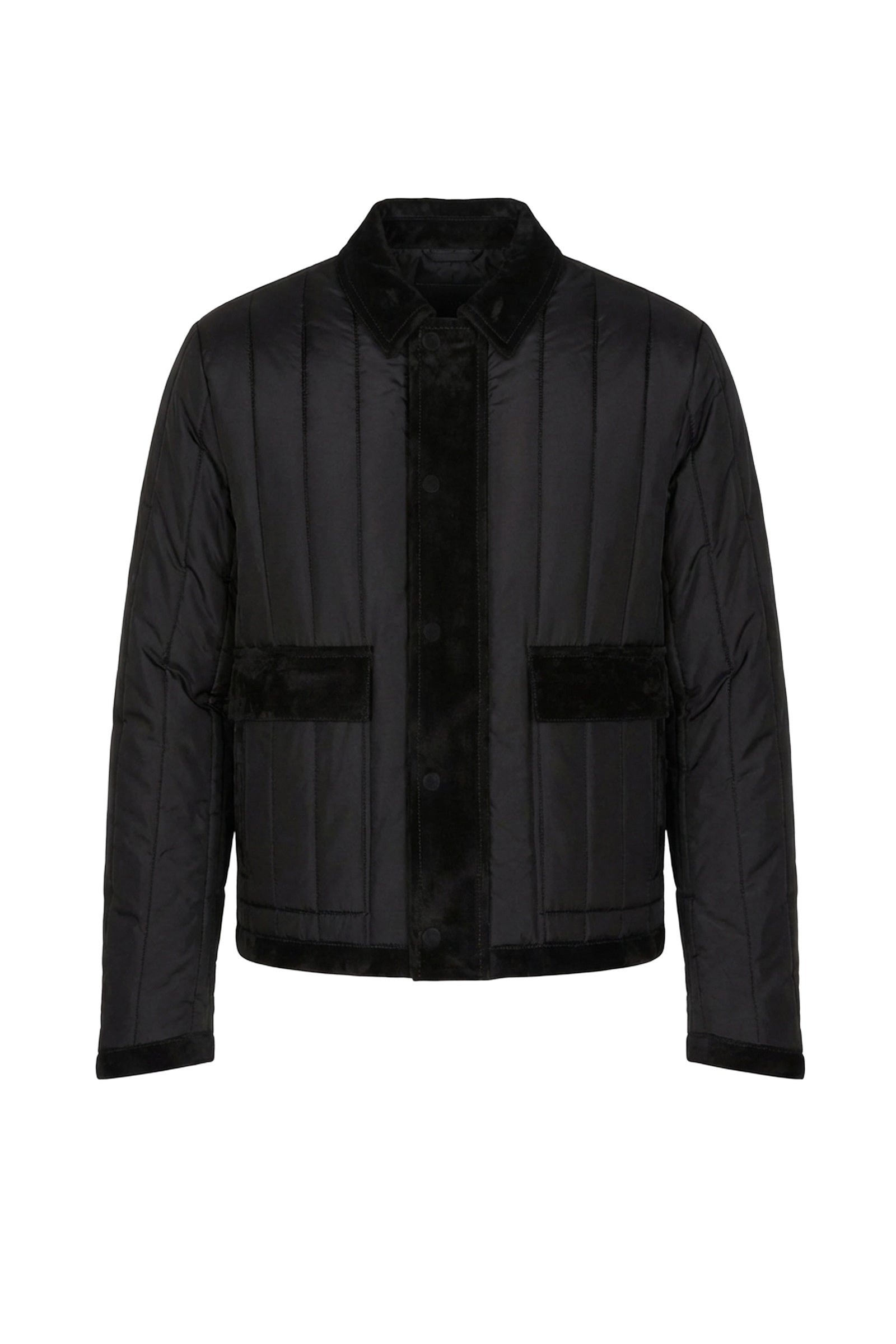 Blouson matelassé en soie - Noir