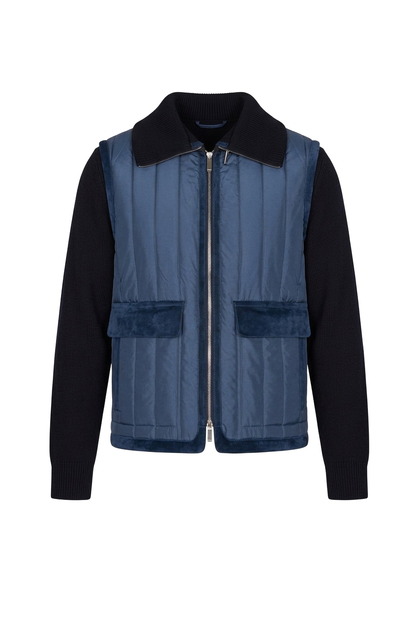 Gilet matelassé en soie - Bleu & Bleu marine