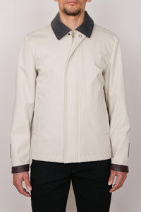 Blouson à col côtelé - Beige & Gris