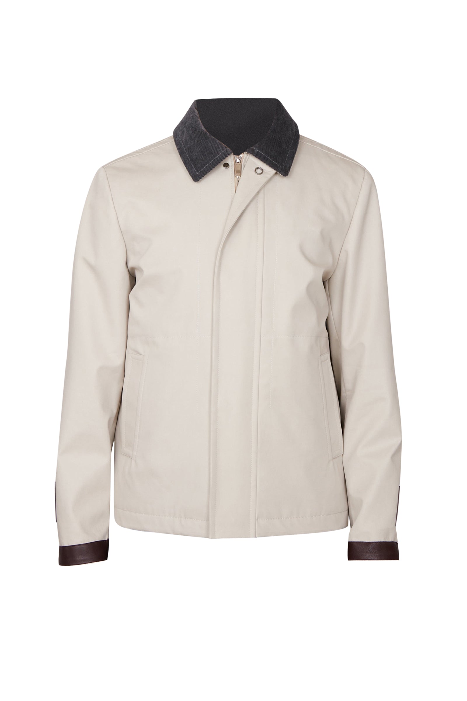 Blouson à col côtelé - Beige & Gris