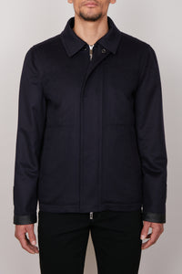 Blouson à surpiqûres en cachemire - Bleu & Noir