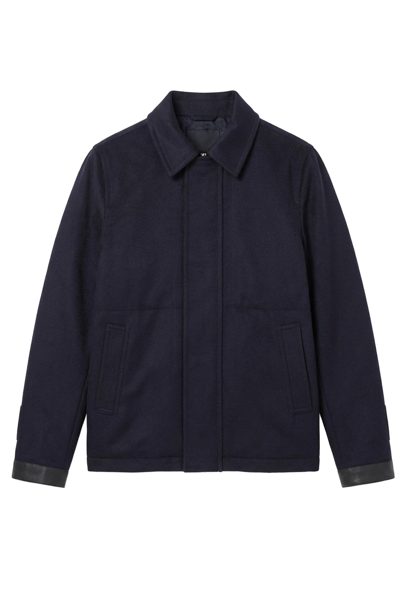 Blouson à surpiqûres en cachemire - Bleu & Noir