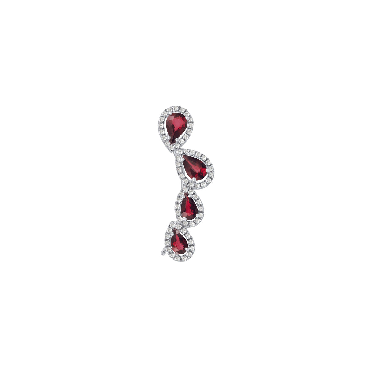 MONO BOUCLE D OREILLE RUBIS OR BLANC