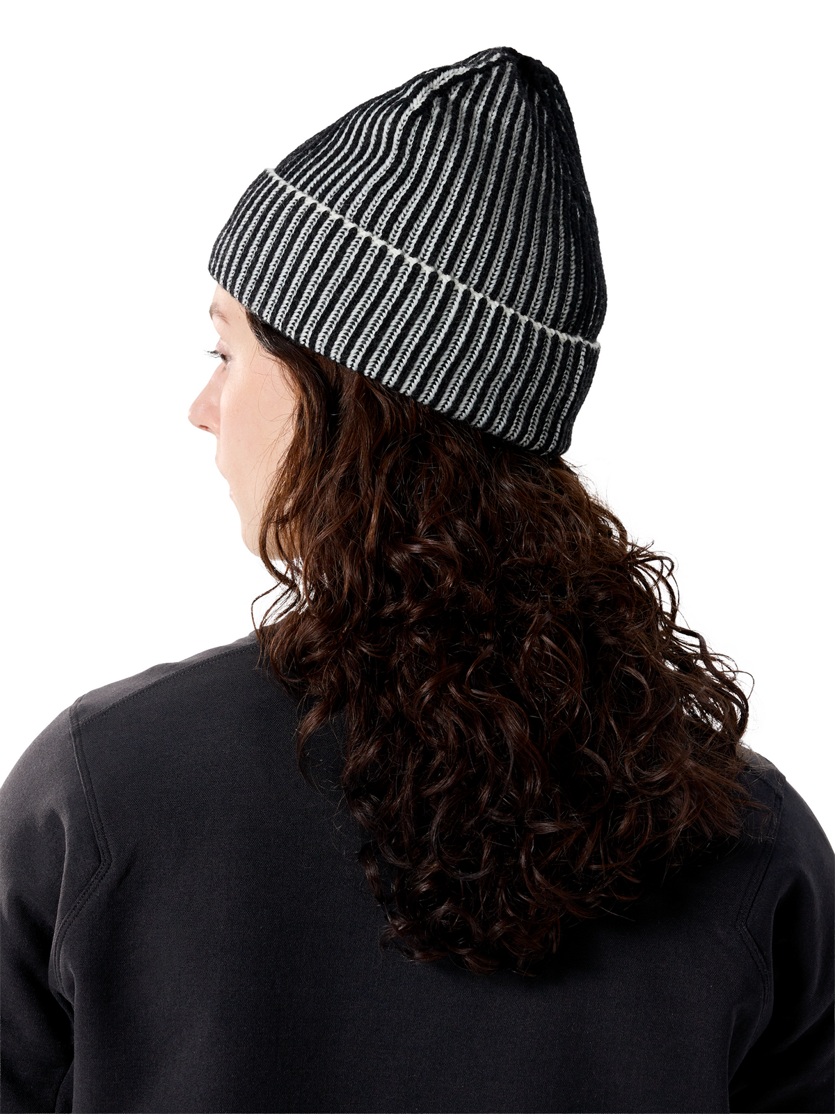 Bonnet côtelé - Black & Arctic Silk