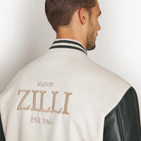 Bomber bi-matière à logo - Pale Fawn