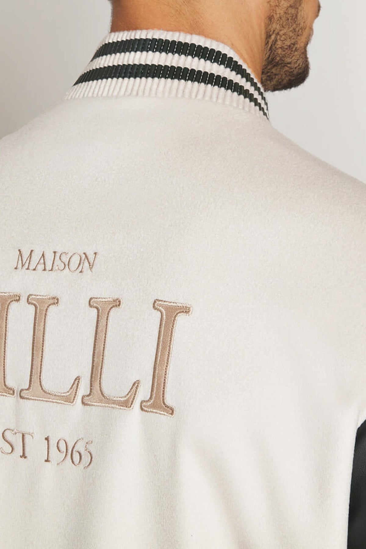 Bomber bi-matière à logo - Pale Fawn