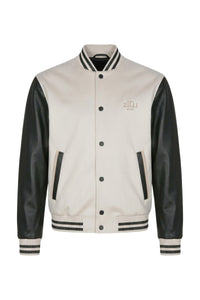 Bomber bi-matière à logo - Pale Fawn