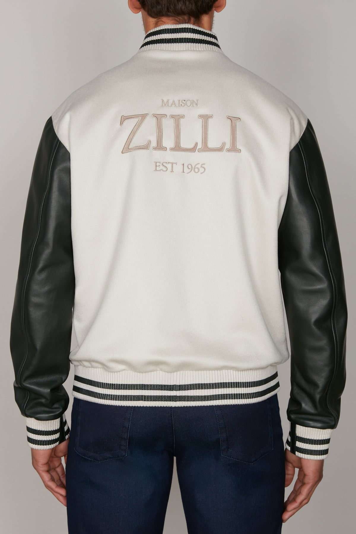Bomber bi-matière à logo - Pale Fawn