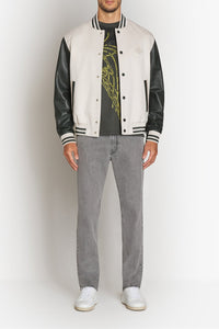 Bomber bi-matière à logo - Pale Fawn
