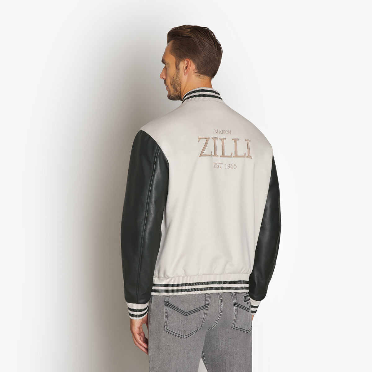 Bomber bi-matière à logo - Pale Fawn