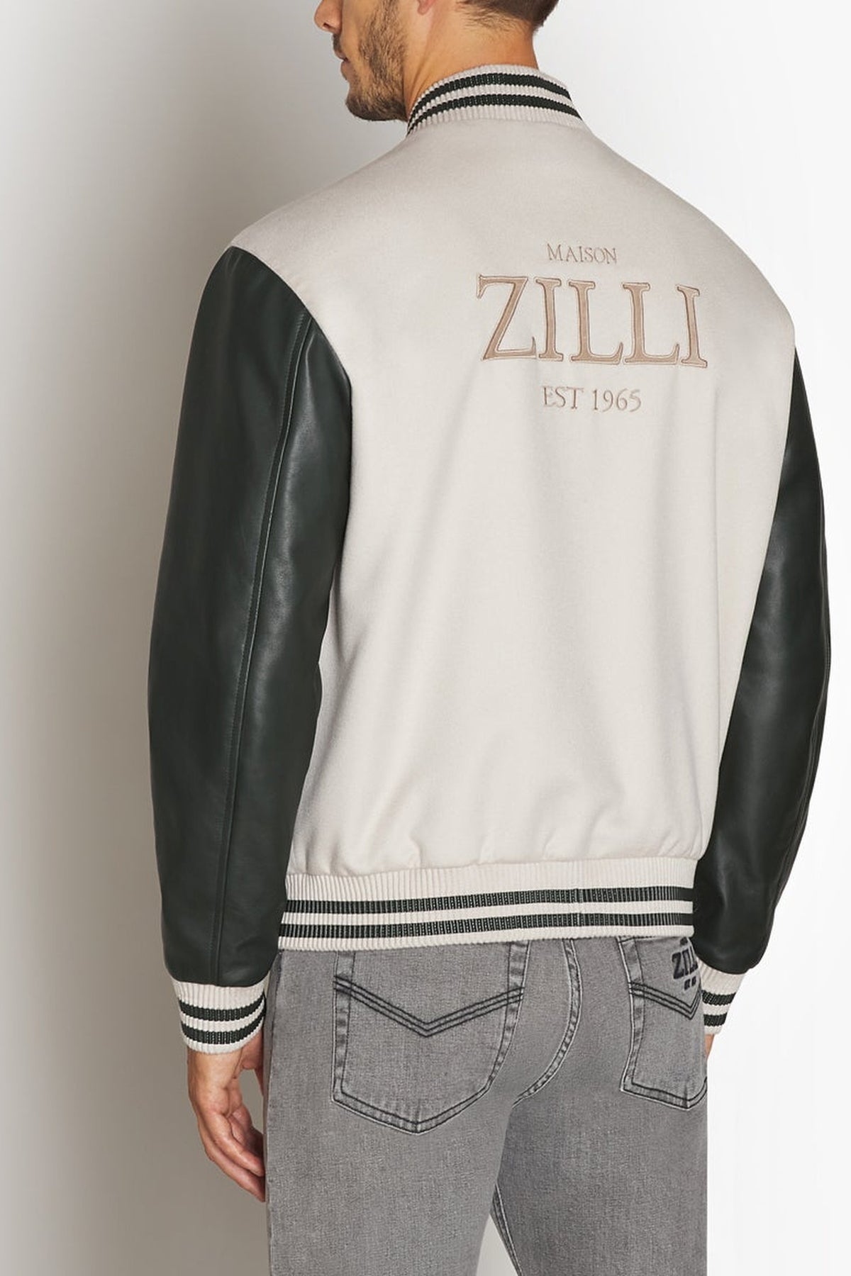 Bomber bi-matière à logo - Pale Fawn