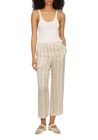 Pantalon Arcade à motif monogramme en soie - Cream